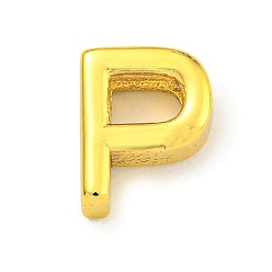 Letter P Латунные бусины, для изготовления именных ожерелий, без кадмия, без никеля и без свинца, реальный 18 k позолоченный, Письмо P, 8x6.5x3 мм, отверстие : 1.8x1 мм