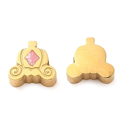 Echt 18 k vergoldet 304 Edelstahlkugeln, mit Emaille, Kürbiswagen, echt 18 k vergoldet, 7x7.5x3.3 mm, Bohrung: 1.9 mm