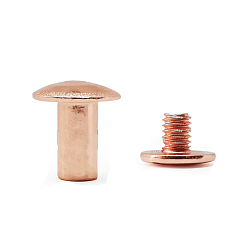Розовое Золото Латунная заклепка, с железными винтами, для кошелька сумочка обувь кожаный ремень для одежды, розовое золото , 12x11 мм, 6.5x9 мм
