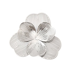 Платина Железа филигранные подвески, многослойный цветочный кулон, платина, 42x45x5 мм, отверстие : 1.4 мм