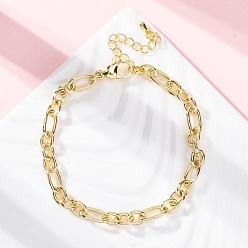 Настоящее золото 18K Латунные браслеты-цепочки Фигаро для женщин и мужчин, долговечный, без кадмия и без свинца, реальный 18 k позолоченный, 7-5/8 дюйм (19.3 см)