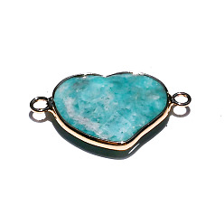 Амазонит Натуральный амазонит ограненные сердечки звенья соединительные подвески, золотые, 22x32x6 мм