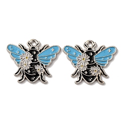 Платина Подвески из эмали и сплава, Пчелы, платина, 20.5x24.5x1.5 мм, отверстие : 1.8 мм