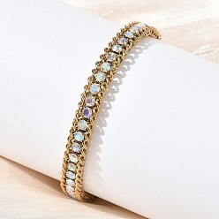 Clair AB 304 Bracelets de tennis en acier inoxydable ornés de strass et de chaînes torsadées, placage ionique (ip), or, clair ab, 6.73 pouce (17.1 cm)