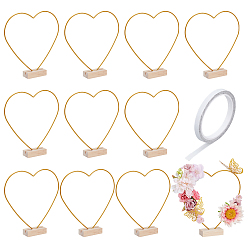 Бланшированный Миндаль Железные украшения дисплея, с деревянной подставкой для венка, сердце, бланшированный миндаль, 196x200x3 мм