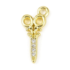 Золотой Латунные микропаве прозрачные подвески с фианитом, без кадмия, без никеля и без свинца, ножницы подвески, долговечный, золотые, 14.5x15.5x3 мм, отверстие : 1.4 мм