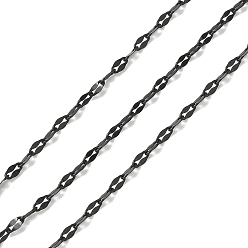 Черный Ионное покрытие (ip) 304 цепи из нержавеющей стали, кабельные цепи, пайки, с катушкой, Плоско-овальные, чёрные, 4x2x1 мм, около 32.81 футов (10 м) / рулон