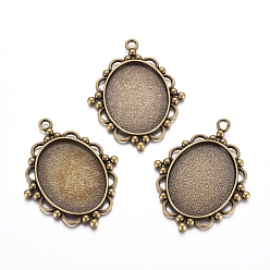 Античная Бронза Сеттинги для кулона ( кабошон ), тибетский стиль, без кадмия, без никеля и без свинца, mirrior, античная бронза, 62.5x47x3 мм, отверстие : 3 мм, лоток : 30x40 мм