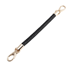 Black Imitation Leather Braided Bag Handles, Bag Straps, Black, 60cm