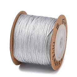 Silver Nylon Chinese Knotting Cord, Braided Thread for Jewelry Making Macrame Craft, Silver, 0.6mm, about 109.36 yards(100m)/roll