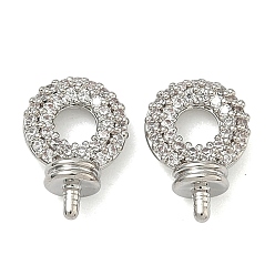 Платина Латунный микро-паве кубический цирконий, без кадмия и без свинца, стойки покрытие, долговечный, платина, 12x8x4.5 мм, отверстие : 3 мм, штифты : 1.3 мм