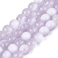 Lavender Crackle Glass Beads Strands, Rondelle, Lavender, 6mm, about 138~144pcs/strand, 296.85''(754cm)