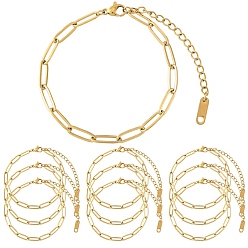 Золотой 10шт. 304 браслеты-цепочки из нержавеющей стали со скрепками, золотые, 6-3/4 дюйм (17 см)