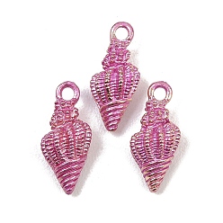Ярко-Розовый Подвески из эмали и сплава, форма спиральной оболочки, золотой свет, ярко-розовый, 19.5x7.5x6.5 мм, отверстие : 2.5 мм