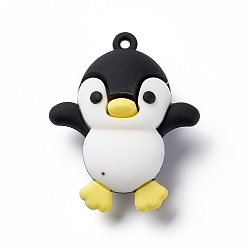 Penguin PVC Plastic Cartoon Big Pendants, for DIY Keychain Making, Penguin Pattern, 50x51.5x24mm, Hole: 2.5mm