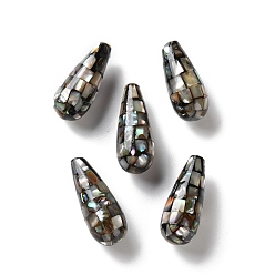Раковина Естественно Paua стеклянные бусы, слеза, половине просверлил, 24~26x10.5~11 мм, отверстие : 0.7~0.8 мм
