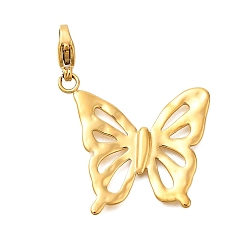 Настоящее золото 14K Бабочка 304 подвесные украшения из нержавеющей стали, ионное покрытие (ip), с застежкой омар коготь, реальный 14 k позолоченный, 35 мм