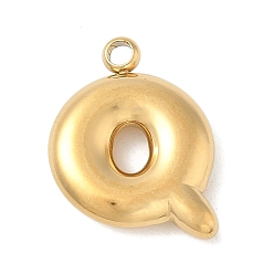 Letter Q 304 начальные подвески из нержавеющей стали, ионное покрытие (ip), реальный 18 k позолоченный, Буква Q, 16~18x6~18x3 мм, отверстие : 1.8 мм