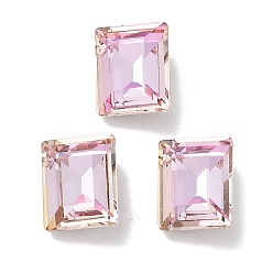 Светло-Персиковый Стеклянные стразы кабошоны, точка назад и задняя пластина, граненые, прямоугольные, светлый персик, 8x10x4 мм