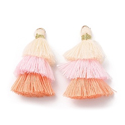 Antique White Polycotton Tassel Pendant Decorations, with Iron Loops, Antique White, 34~45x4~5mm, Hole: 3mm