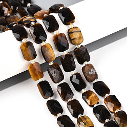 Тигровый глаз Природных тигровый глаз бисер нитей, прямоугольные, граненые, с бисером, 11.5~12x8x4~5 мм, отверстие : 0.9 мм, около 26~27 шт / нитка, 14.57~15.08'' (37~38.3 см)