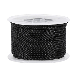 Noir Cordon milan en polyamide, cordon torsadé, ronde, pour création de noeud chinois, noir, 2.5mm, environ 27.34 yards (25m)/rouleau