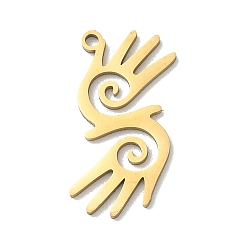 Золотой 201 подвески из нержавеющей стали, подвески в виде спиральных пальм, золотые, 22.5x16x1 мм, отверстие : 1.4 мм
