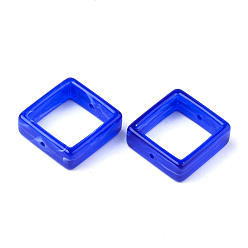 Blue Acrylic Bead Frame, Imitation Gemstone Style, Rectangle, Blue, 28x27x9.5mm, Hole: 1.5mm, about 160pcs/500g