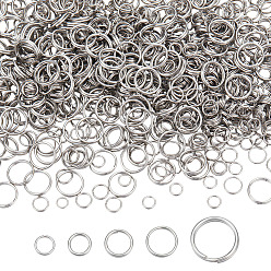 Нержавеющая Сталь Цвет 1000 шт 5 стиль 304 разъемные кольца из нержавеющей стали, кольца с двойной петлей, цвет нержавеющей стали, 5~12x1~2 мм, внутренний диаметр: 3.8~10 мм, одиночный провод: 0.5~1 мм, 200 шт / стиль