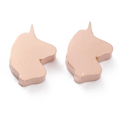 Rose Gold Ion Plating(IP) 304 Stainless Steel Pendants, Horse Head, Rose Gold, 11x8.5x3mm, Hole: 1.8mm