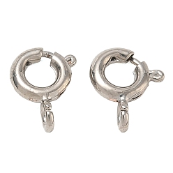Platinum Brass Spring Ring Clasps, Cadmium Free & Lead Free, Rack Plating, Long-Lasting Plated, Platinum, 9x7x3mm, Hole: 1.5mm