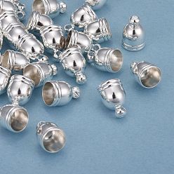 Посеребрённый Латунная заглушка для шнура для изготовления ювелирных изделий, долговечный, колонка, 925 серебро покрытием, 11x8 мм, отверстие : 1.6 мм, внутренний диаметр: 7 мм