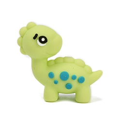 Желто-Зеленый Силиконовые бусины, фокусные бусы, динозавр, желто-зеленый, 28x31x14 мм, отверстие : 2 мм