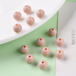 PeachPuff Opaque Acrylic Beads, Round, PeachPuff, 8x7mm, Hole: 2mm, about 1745pcs/500g