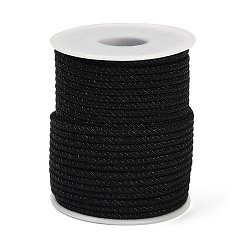 Черный Нейлоновые нити, Миланские шнуры / витые шнуры, чёрные, 3 мм, около 21.87 ярдов (20 м) / рулон