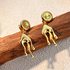 Золотой 304 из нержавеющей стали болтаться серьги, форма потока, золотые, 43.5x12 мм