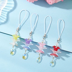 (52) Непрозрачная лаванда 4шт. подвесные украшения в виде цветов из стекла и акрила, с нейлоновыми ремешками, разноцветные, 120~122 мм