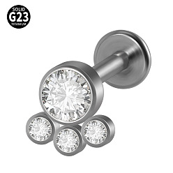 Paw Print G23 титановые безрезьбовые лабреты, со стразами для женщин, цвет нержавеющей стали, отпечаток лапы, 6 мм