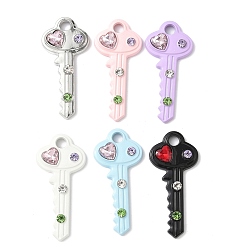 (52) Непрозрачная лаванда Подвески из сплава , ключ, со стразами, окрашеные, разноцветные, 40x18.5x4.5 мм, отверстие : 3.5 мм