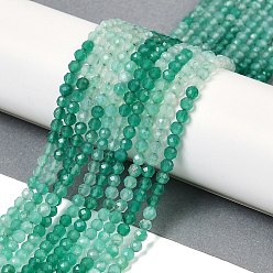 Зеленый агат Градиент цвета натуральный зеленый оникс агат (окрашенный и нагретый) бусины нити, граненые, круглые, 4~4.5 мм, отверстие : 0.7 мм, около 95~96 шт / нитка, 14.96"~15.35" (38~39 см)