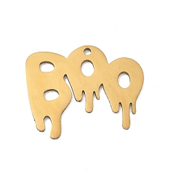 Golden 201 Stainless Steel Pendants, Halloween Dripping Word BOO Charms, Golden, 21x24x1mm, Hole: 1.5mm
