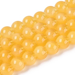 Золотистый Прозрачные стеклянные нити, имитирующие кошачий глаз, круглые, золотые, 8~8.5 мм, отверстие : 0.8~1.2 мм, около 103~110 шт / нитка, 29.13~32.28 дюйм (74~82 см)