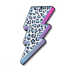 Белый Подвески из непрозрачного акрила с двусторонней печатью, удар молнии, белые, 52.5x29x2.5 мм, отверстие : 1.6 мм