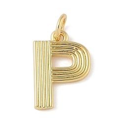 Letter P Латунные подвески, с целью перехода в кольце, письмо амулеты, стойки покрытие, долговечный, без кадмия и без свинца, реальный 18 k позолоченный, Письмо P, 15x10.5x1.5 мм, отверстие : 3.5 мм