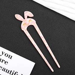 Pink Cellulose Acetate Rabbit Hair Forks, Hairpin Hair Accessory, Pink, 140x14mm