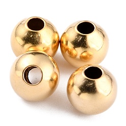 Real 24K Gold Plated Brass Spacer Beads, Long-Lasting Plated, Round, Real 24K Gold Plated, 6x5.5mm, Hole: 1.6mm