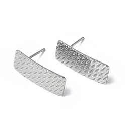 Stainless Steel Color Non-Tarnish 304 Stainless Steel Stud Earring Finding, with Vertical Loops, Rectangle, Stainless Steel Color, 20x8mm, Hole: 2.5mm, Pin: 0.8mm