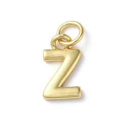 Letter Z Acumular colgantes de chapado de latón, sin plomo y cadmio, larga duración plateado, real 18 k chapado en oro, letra z, 11.5x6.5x1.5 mm, agujero: 3.2 mm