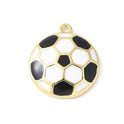 Football Латунь эмаль подвески, стойки покрытие, долговечный, без свинца и без кадмия, реальный 18 k позолоченный, футбол, 17.5x15.5x3.5 мм, отверстие : 1.4 мм