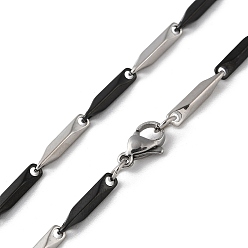 Negro 201 collares de cadena de eslabones de barra de acero inoxidable para hombres y mujeres, negro, 19.76 pulgada (50.2 cm)